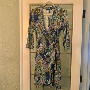BCBGmaxazria Adele Wrap Dress Blue Green